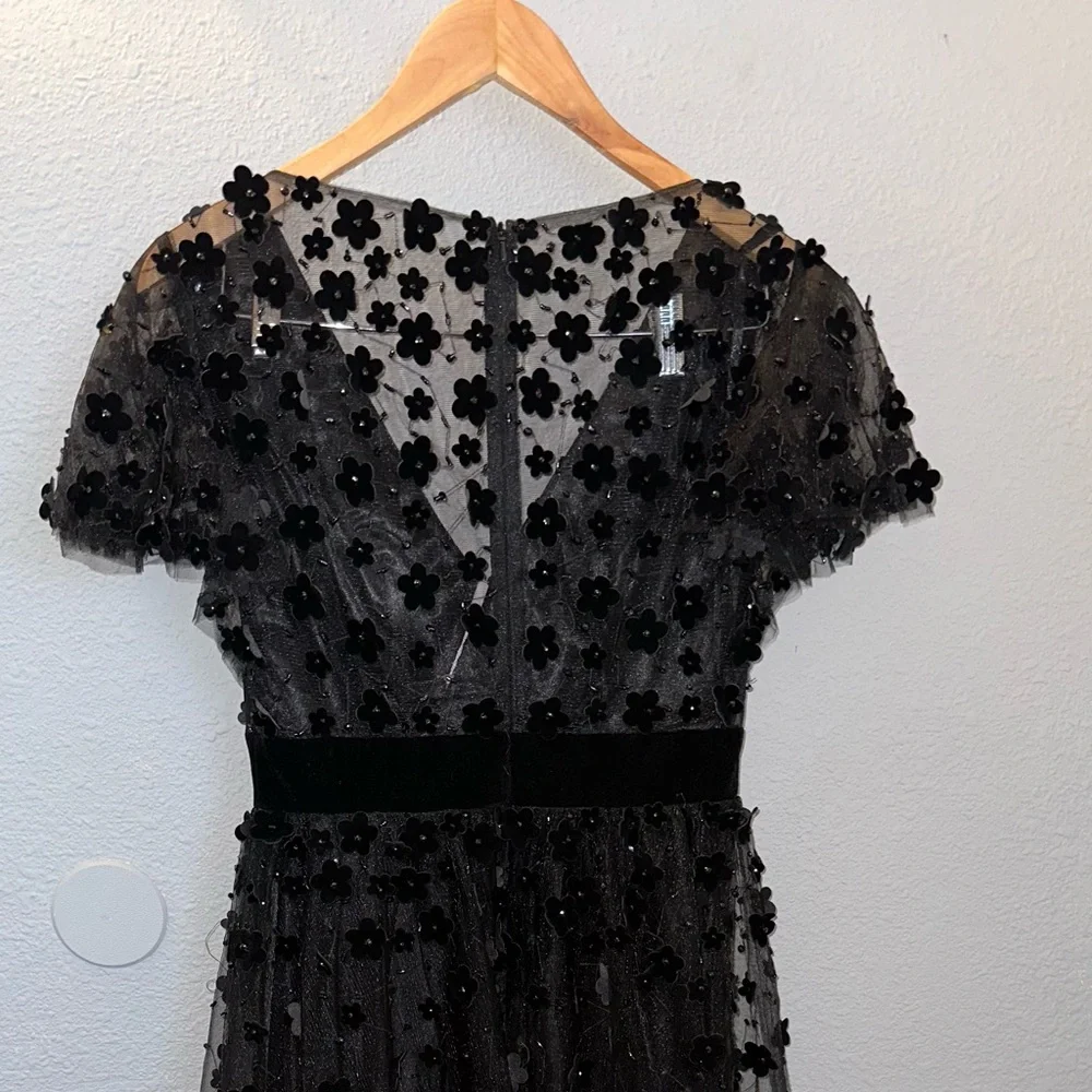 Mac Duggal Floral Applique Cocktail Midi Dress size 6 - Picture 4 of 7